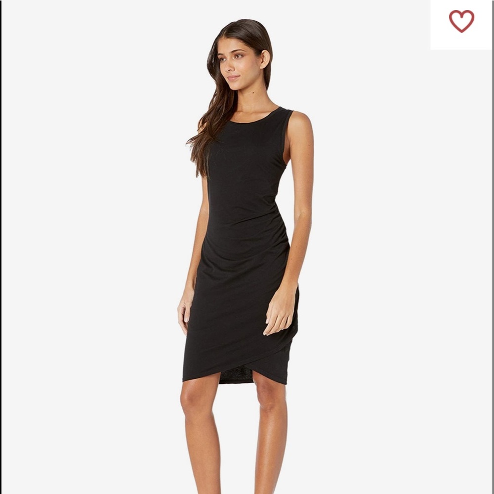 bobi Black Sleeveless Ruched Wrap Dress